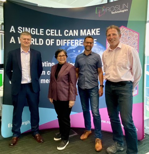 Professor Andy Porter (Chair, Roslin Tech), Minette Navarrete (President and CoFounder, Kickstart Ventures), Ernst Van Orsouw (CEO, Roslin Tech), John Clinkenbeard (COO, Roslin Tech)